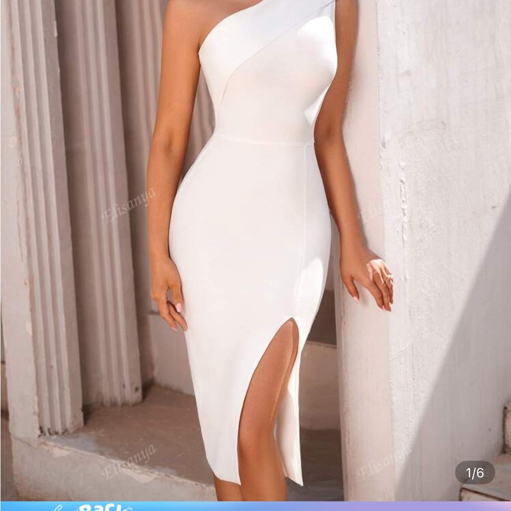 SHEIN Chic White One-Shoulder Dress